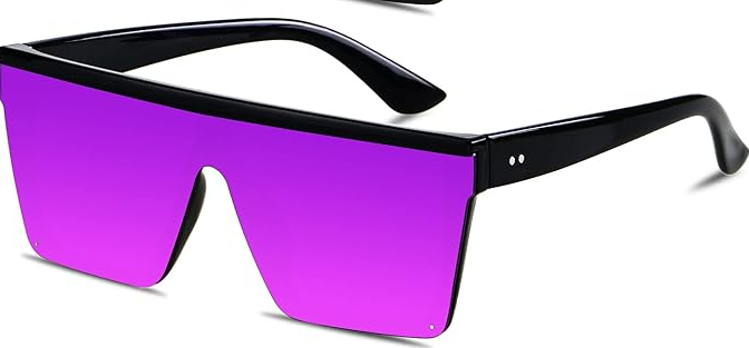 Amazon 1980s Square Purple Metallic Sunglasses