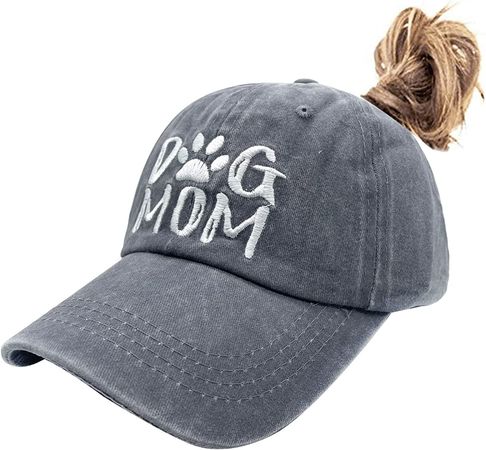 Waldeal Women's Embroidered Dog Mom Ponytail Hat Washed Distressed Messy Bun Baseball Cap, Ponytail - Grey, One Size : Amazon.ca: Clothing, Shoes & Accessories