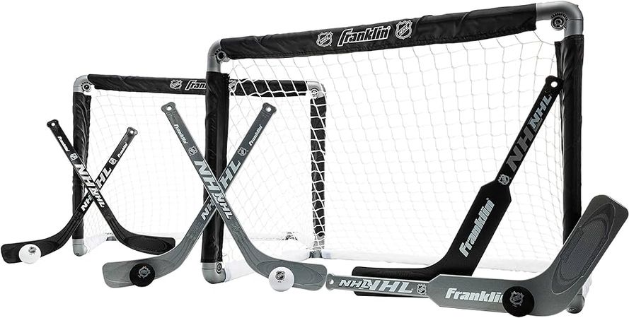 Amazon.com : Franklin Sports NHL Mini Hockey Goal Set of 2 - Black - Includes Mini Hockey Goals, 4 Hockey Sticks, 2 Goalie Sticks, and 4 Foam Hockey Balls : Sports & Outdoors