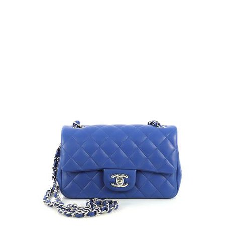 Chanel Classic Single Flap Bag Quilted Lambskin Mini Blue 442971 – Rebag