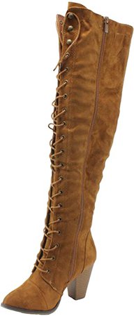 knee high brown tan boots lace