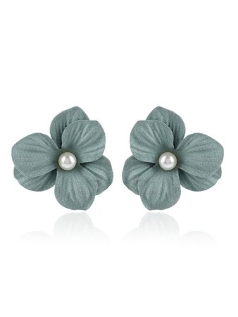 Faux Pearl Detail Flower Stud Earrings