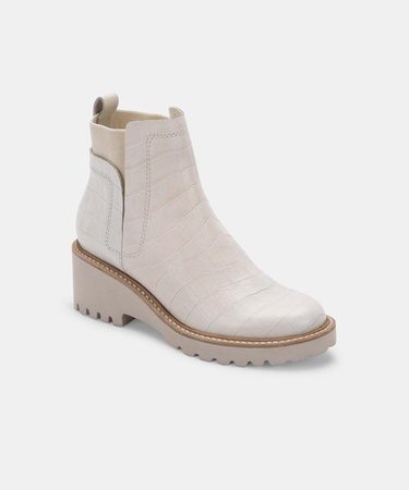 HUEY BOOTIES IN IVORY CROCO PRINT LEATHER – Dolce Vita