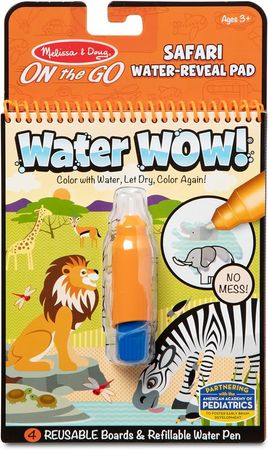 Amazon.com: Melissa & Doug On the Go Water Wow! Reusable Water-Reveal Activity Pad - Safari - Water Reveal Pads, Water Wow Books, Stocking Stuffers, Arts And Crafts Toys For Kids Ages 3+ : Toys & Games
