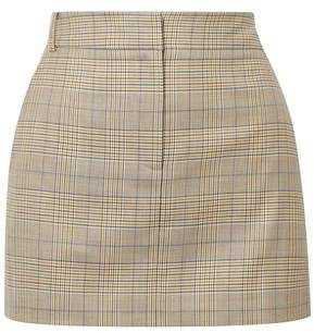 Tibi Prince Of Wales Checked Wool And Silk-blend Mini Skirt