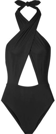 On The Island By Cutout Halterneck Swimsuit - Black
