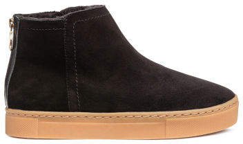 Lined suede boots - Black