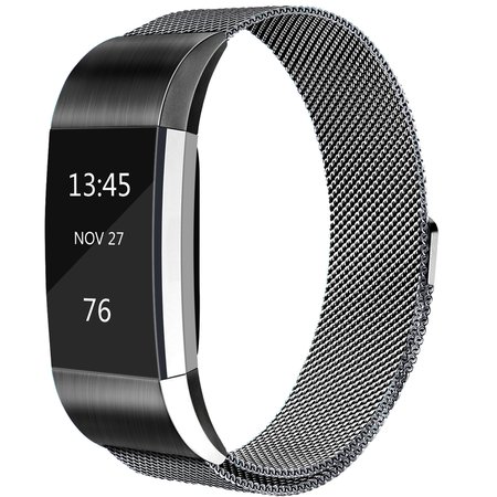 Tobfit Compatible Metal Band Replacement for Fitbit Charge 2 Bands (2 Size), Milanese Loop Mesh Smooth Stainless Steel Strap with Magnetic Closure Compatible for Fitbit Charge 2, Silver, Large-fitbit charge 2 bands-Tobfit