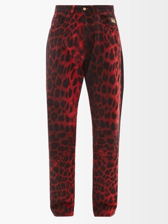 Aries Batten Leopard-print Straight-leg Jeans