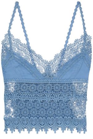 Charo Ruiz | Dana cropped crocheted lace-paneled cotton-blend top | NET-A-PORTER.COM