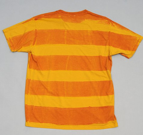 orange/yellow striped shirt