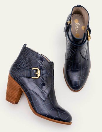 Carlisle Ankle Boots - Navy Croc | Boden US