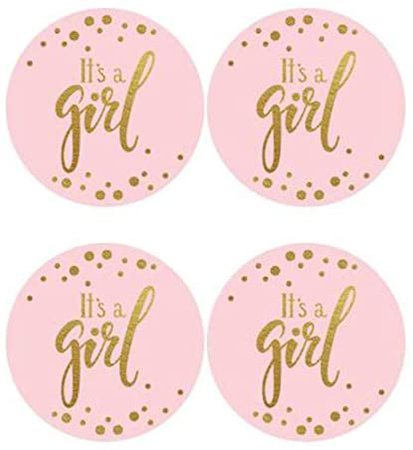 Amazon.com: 2" Round 50 Pack Pink It's a Girl Label Stickers Baby Shower Party Sticker Labels Candy Stickers for Birthday Party Baby Shower Wedding Favors: Kitchen & Dining