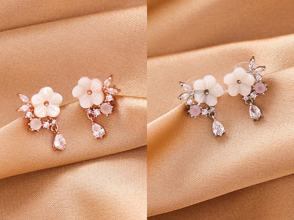 Flower Studs Earrings Silver Flower Earrings Daisy Earrings | Etsy
