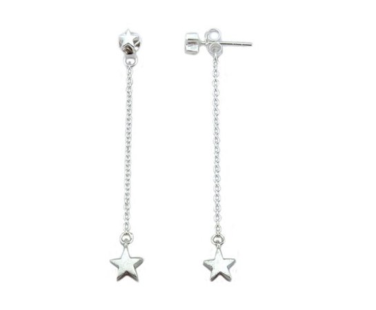 long star silver earrings