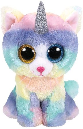 Amazon.com: TTy Beanie Baby Soft Toy Multicoloured, ty36250 Heather The Unicorn Cat 15cm: Toys & Games