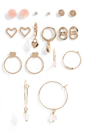 BP. Set of 9 Heart & Huggie Earrings | Nordstrom