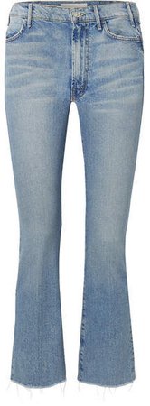 The Hustler Cropped Frayed High-rise Flared Jeans - Mid denim