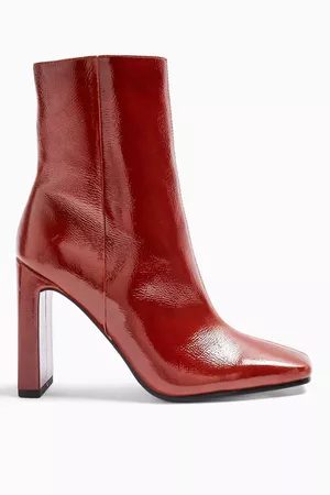HALIA Leather Tan Square Toe Boots | Topshop