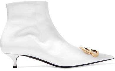 Knife Logo-embellished Patent-leather Ankle Boots - White