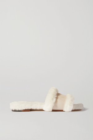Anacletus Suede And Shearling Slides - Beige