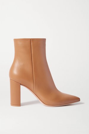 Beige Piper 85 leather ankle boots | Gianvito Rossi | NET-A-PORTER