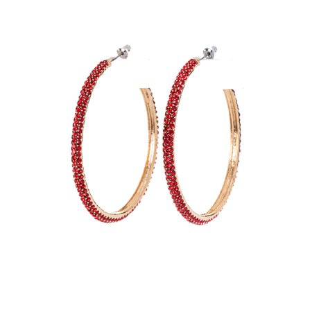 Red pavé hoop earrings
