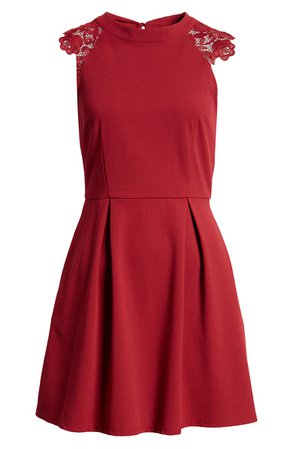 Speechless Lace Shoulder Fit & Flare Dress | Nordstrom