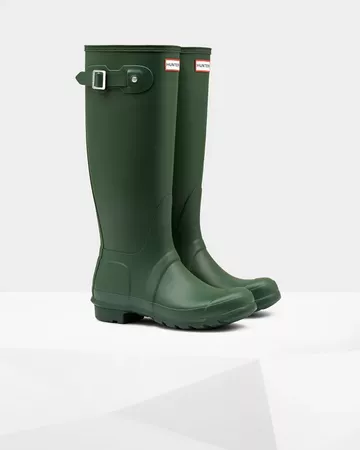 hunter green rain boots