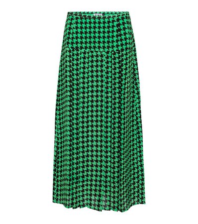 Rixo - Nancy houndstooth silk midi skirt | Mytheresa