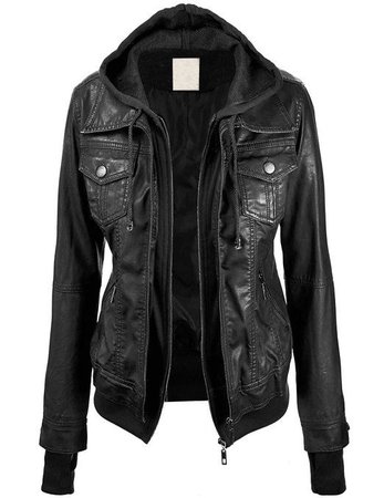 leather jacket with hoodie sleeves - Google Search