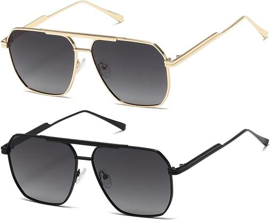 kimorn Polarized Sunglasses Womens Men Retro Oversized Square Vintage Fashion Shades Classic Large Metal Sun Glasses K1221 (Gold Gray&Black) : Clothing, Shoes & Jewelry