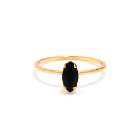 Tiny Marquis Ring - Jet Black Crystal – Bing Bang NYC