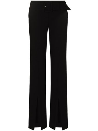 Versace Front Slit Belted Trousers - Farfetch