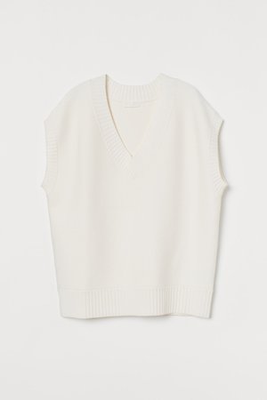 Oversized Sweater Vest - White - Ladies | H&M US