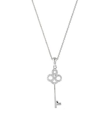 Cubic Zirconia & Sterling Silver Key Pendant Necklace | Zulily