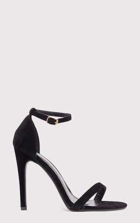 Clover Black Strap Heeled Sandals | PrettyLittleThing