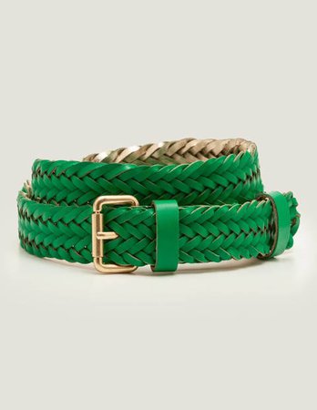 Woven Buckle Belt - Rich Emerald