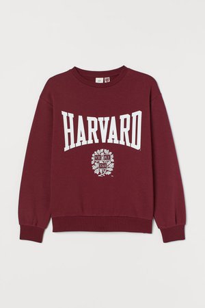 Sweatshirt with Printed Design - Dark red/Harvard - Ladies | H&M US