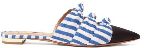 Mondaine Knot Detail Striped Backless Loafers - Womens - Blue White