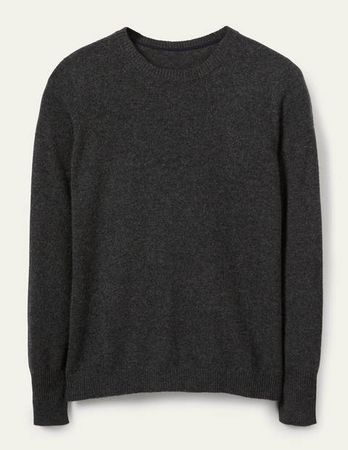 Cashmere Crew Neck Sweater - Charcoal Melange | Boden US