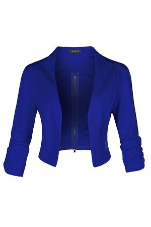 crop zipper back blazer(blue)