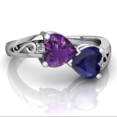 double purple heart ring
