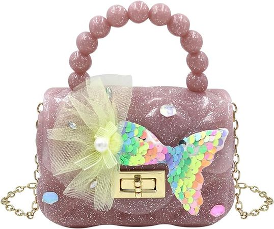 Amazon.com: Amamcy Fashion Candy Color Handbag Satchel Mini Pink Purse Jelly Shoulder Bag Crossbody Purse with Pearls Handle Chain Strap(Small) : Clothing, Shoes & Jewelry