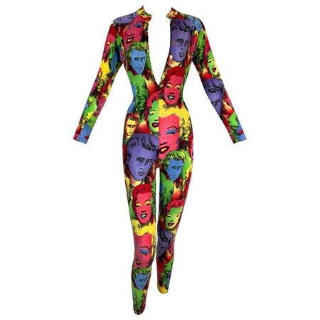 1991 Gianni Versace Andy Warhol Marilyn Monroe Jumpsuit Catsuit Romper For Sale at 1stdibs