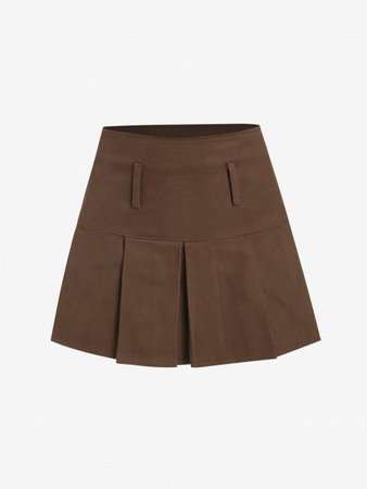 [51% OFF] 2022 Pleated High Waisted Mini Skirt In DEEP COFFEE | ZAFUL