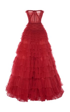 Tiered Ruffled Tulle Gown by J. Mendel | Moda Operandi