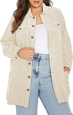 Amazon.com: Eytino Womens Plus Size Long Sleeve Button Down Boyfriend Shirts Casual Plaid Shacket Jacket Coats(1X-5X) : Clothing, Shoes & Jewelry