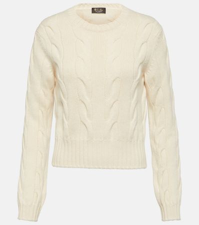 Cable Knit Cashmere Sweater in White - Loro Piana | Mytheresa