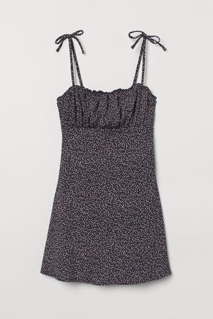 Bow-detail Jersey Dress - Black/small flowers - Ladies | H&M CA